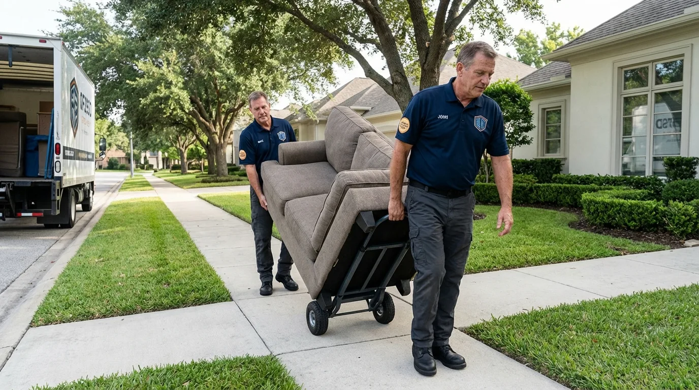 Local residential moving crew loading furniture in Frontenac, KS